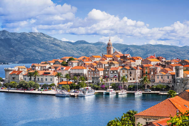 View of Korcula old town, Korcula island, Croatia