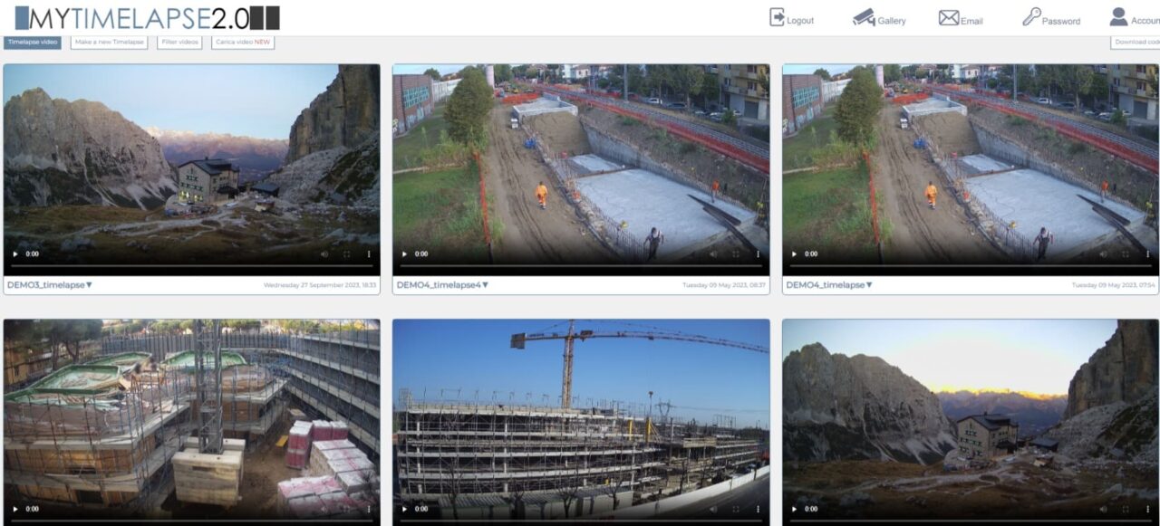 Time lapse camera with remote access: screen on construction site PC