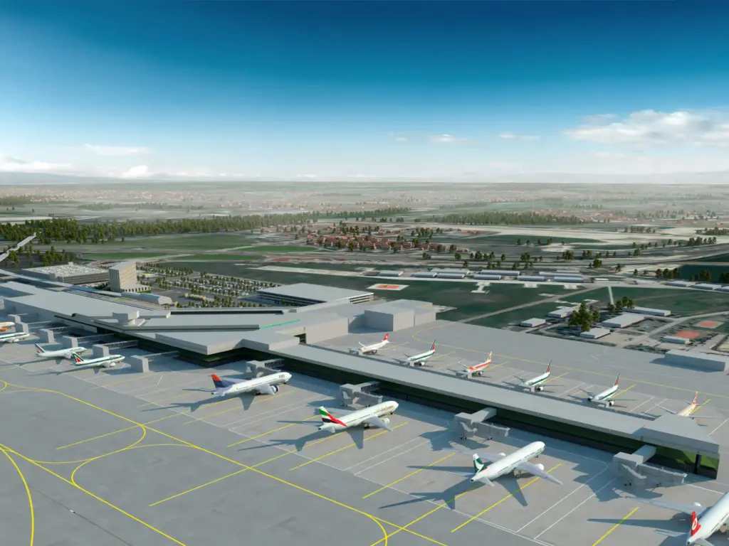 Bologna airport drone view