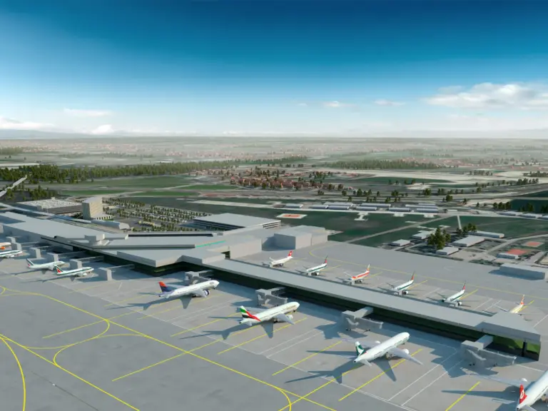 Bologna airport drone view